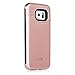 Galaxy S6, Dual-layer Heavy Duty Matte Rugged Protective Cover with Slider ID Credit Card Slot Cash Holder for Samsung Galaxy S6 by Cazle (Rose Gold)