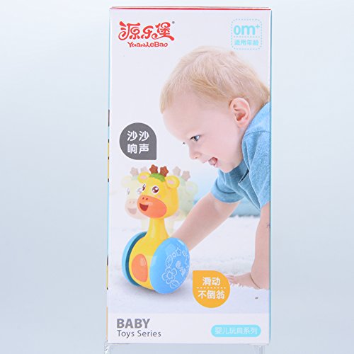 BeesClover Cartoon Giraffe Tumbler Doll Roly-Poly Baby Toys Cute Rattles Ring Bell Newborns 3-12 Month Early Educational Toy Multicolor - Thumbnail 2