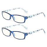 2 Pair Computer Glasses - Anti-blue glasses - Blue Light Blocking Reading Glasses for Women (2 Pack Blue, 2.00)