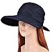 Vbiger Butterfly Knot Sun Wide Brim Visor Floppy Fold Beach Hat (Navy Blue)