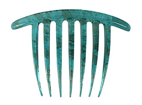 Caravan French Twist Comb Hand Painted in Turquoise and Gold Vine