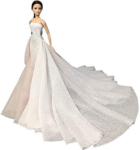 Watkings Beautiful White Bride Dress for doll Fashion Wedding Dress Clothes Evening Party Gown Girl's Birthday Gift