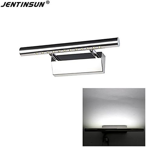 Mirror Front Light Jentinsun 3W LED Modern Waterproof Anti-fog Bathroom Vanity Wall Mounted Sconces Lamp Stainless Steel Fixture Lighting for Makeup Bedroom Cabinet (Cold White)(No Switch)