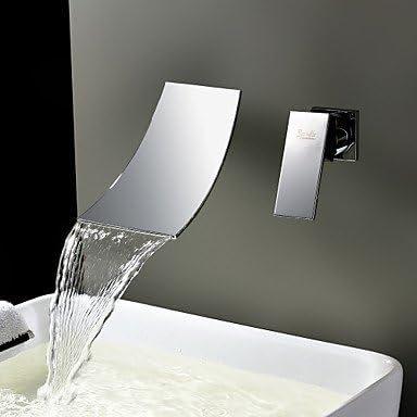 SYX by Lightinthebox - Waterfall Widespread Contemporary Bathroom Sink Faucet (Chrome Finish)