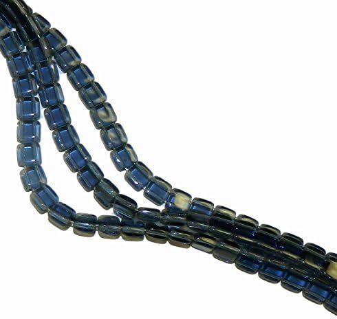 Montana Blue 6mm Square Glass Czech Two Hole Tile Bead (25 Beads)