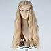 Miss U Hair Long Blonde 70s Hippie Wigs for Women Elf Princess Bride Wig Renaissance Long Wavy Halloween Costume Wig