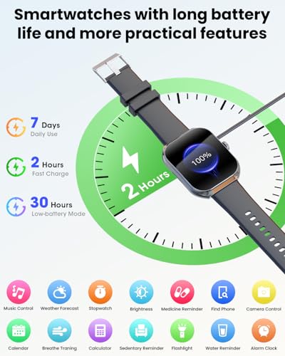 Smart Watch for Men Women, 2.01" Smartwatch with Answer/Make Call/120+ Sport Modes Fitness Tracker/Heart Rate/Sleep/Step Monitor/Pedometer/IP68 Waterproof Watch for Android iOS (Black)