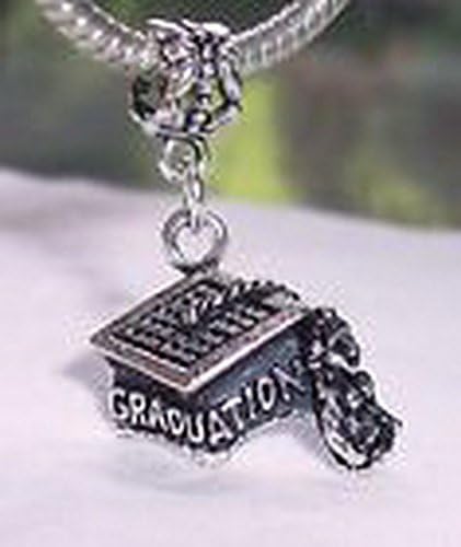 Glamorise Beads #14228 Graduate Cap Graduation Hat Dangle Bead Gift for Silver European Charm Bracelets