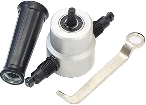 Double Head Metal Sheet Nibbler Cutter Drill Attachment with Wrench and Parts Workshop Tool Black 3pcs Set