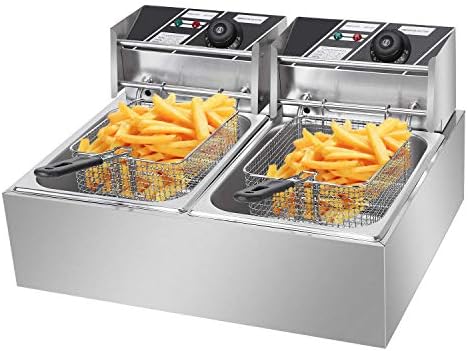 Tiziri 5000W 12L Dual Tanks Electric Deep Fryer Professional Tabletop Restaurant kitchen Frying Machine With 2 Basket - Ship From US