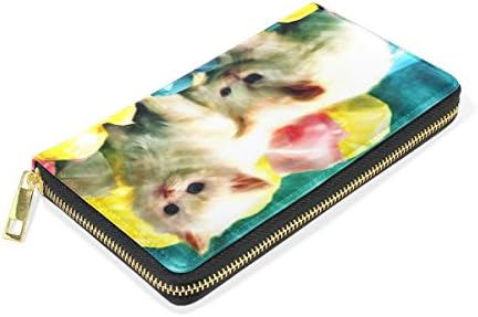 Cat Genuine Leather Girl Zipper Wallets Clutch Coin Phone for Women