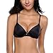 Women's Everyday Basic Seamless Lightly Padded Underwire Plunge Demi T-shirt Bra, Black, 36B