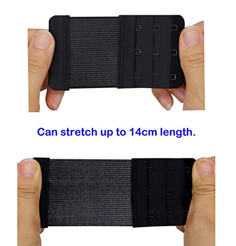 Bra Extender 3 Hooks,Stretchy Soft and Comfortable Bra Strap Extender - 4 pcs Pack (Black) - Thumbnail 5