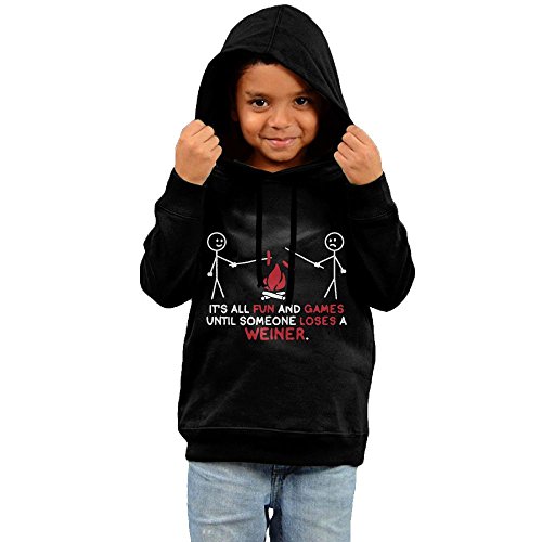 ZheuO Boys & Girls Baby It's All Fun and Games Until Someone Looses A Weiner Funny Hoodie Hooded Sweatshirt 4 Toddler Black