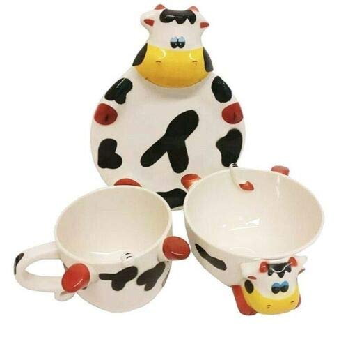 DSL Kids Collectable Animal Print Brown with White Accents Breakfast Set (3 Pieces)