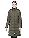 Puredown Women's Light Long Goose Down Jacket Hooded Coat, Army Green