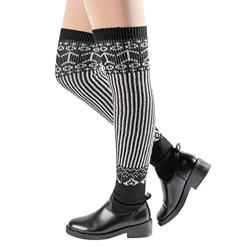 DREAM SLIM Colourful Striped Knitted Crochet Knee High Leg Warmers Boot Leg Cuffs Slouch Socks