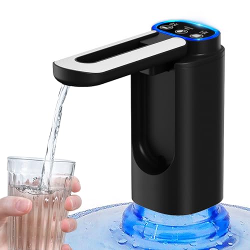 MXHIGO Dispensador de Agua Garrafón Plegable con 3 Modos y Luz LED, Bomba de Agua de Inalámbrica Recargable Portátil, Despachador de Agua Automático Rápido para Botellas de Galón de 4.5L a 20L