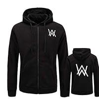 Helen-sky Alan Walker Hoodies Autumn Winter Hooded Long Sleeve Sweatshirt Zipper Hoodie Pullovers Clothing (M, Black)