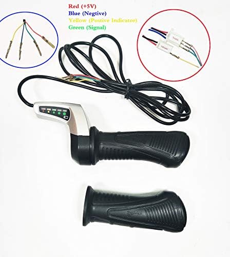 WUXING Electric Twist Throttle 4 Wires with LED Battery Indicator for Electric Scooter EBike Bicycle Pocket Bike - 36V