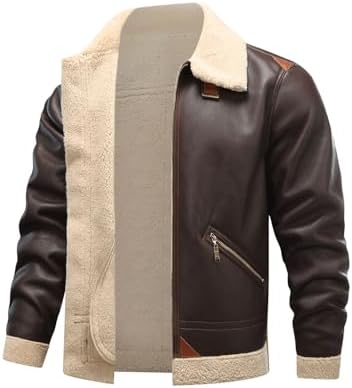Amazon.com: Leather Bomber Jacket Women Faux Shearling Jacket