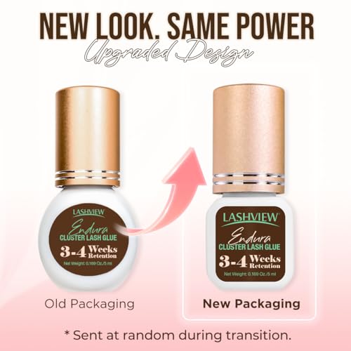 LASHVIEW Lash Cluster Glue Strong Hold, 3-4 Weeks Long-Lasting, Waterproof & Low Irritation, 2-3 Sec Drying Time, for Beginners & Professional Use(5ml)