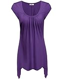Meaneor Women's Summer Tunic Short Sleeve Casual Loose Blouse Top Purple XXL