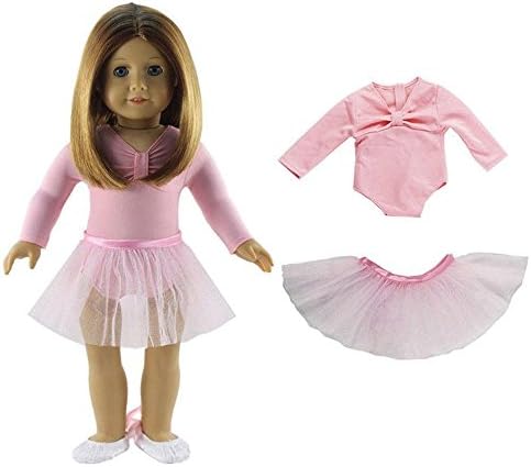 Ballet Dance Suit Skirt Dress Skinny with Shoes for 18 inch American Girl Dolls Outfit Clothes Dolls Accessories