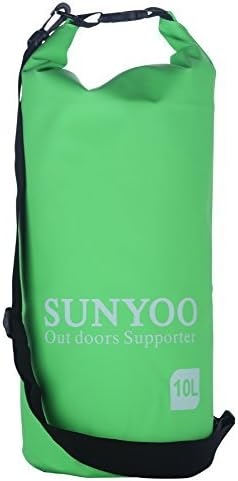 SUNYOO®Top rate 100% waterproof Dry Bag Shoulder Sack Bag for Swimming Surfing Fishing Boating,Skiing Canoeing Holdable Handy Shoulder Sack Bag (10L-Green)