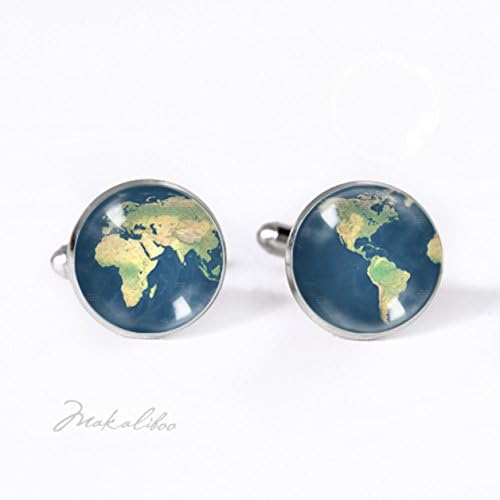 Around The World Picture,The Earth,The Globe Cufflinks,Mens Gift,Art Cufflinks,Silver Jewelry Cufflinks,Shirt Cufflinks,Glass Cabochon Cufflinks,Art Picture Cufflinks,Personalized Cufflinks
