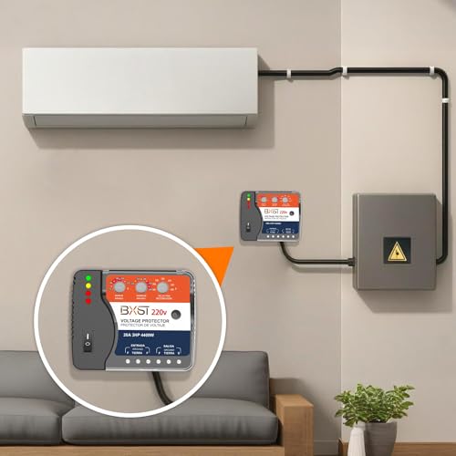 BXST Protección contra sobretensión y de cableado para nevera, TV, 4400W, electrodomésticos, aire acondicionado, inversor, mini split, ajustable, sobre/bajo voltaje y tiempo de retardo, voltaje 20A