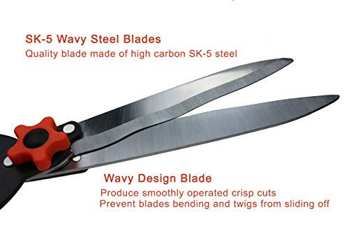 THANOS Hedge Shears,SK-5 Wavy High Carbon Steel Blades,Telescoping Aluminium Lightweight Handle,Pruning Shears,Garden Lopper for Trimming Borders,Boxwood,Pruning Clipper,Grass,Bushes,Loppers