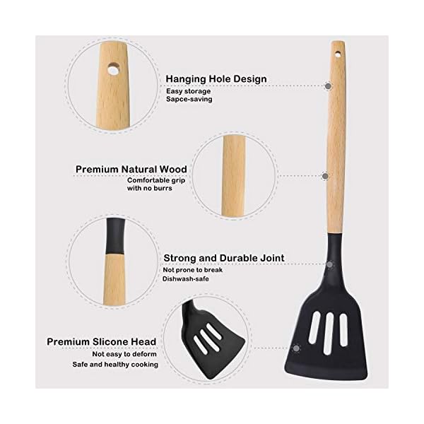 BenRich-Kitchen-Utensils-Set-11-Pcs-Silicone-Cooking-Utensils-Set-Spatula-Set-Turner-Whisks-Spoon-Rest-Utensil-Holders-Heat-Resistant-Kitchen-Tools-and-Gadgets-Accessories-Black Kitchen Utensils Set 11 Pcs, BenRich Silicone Cooking Utensils Set Tools & Gadgets Holders Spatula Turner Whisks Spoon…