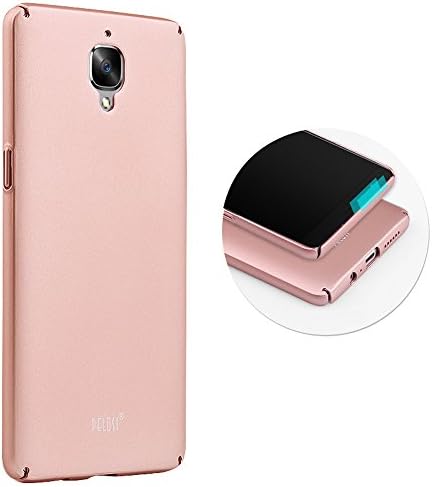 New Smooth Surface Hard Shell Slim Back Cover Case &amp; Screen Protector for Oneplus 3 Three 1+ Cell Phone (Rose Gold)