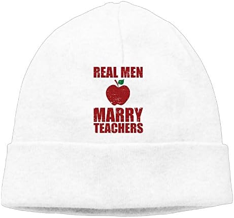 SADCPO Real Men Marry Teachers Unisex Cool Beanie Watch Cap Fashion Ski Cap Warm Slouchy Beanie White