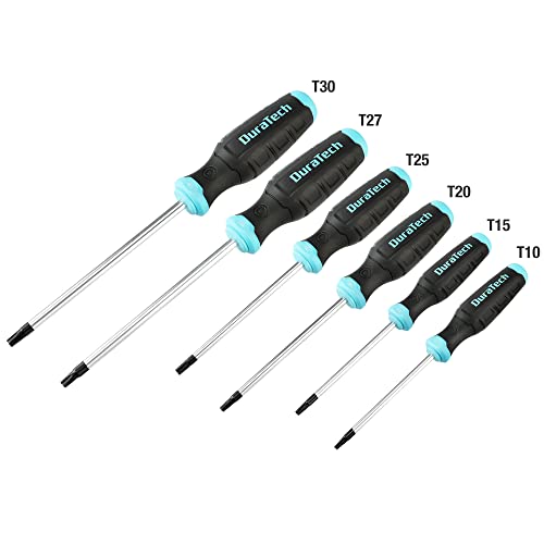 DURATECH 6PCS Magnetic Screwdriver Set with 180° Rotating Plastic Rack, 3 Phillips and 3 Slotted/Flat Head Precision Screwdriver