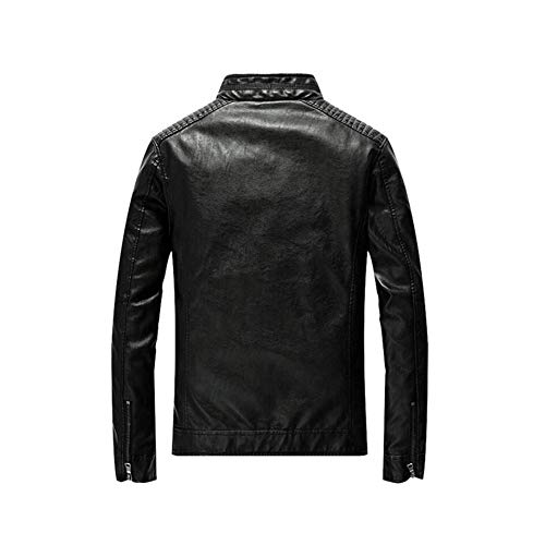 Yaxuan Men's Autumn Winter New PU Leather Jacket, Long Sleeve Washed Thin Motorcycle Leather Jackets, Classic Outerwear,1,M