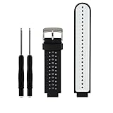HWHMH 1PC Replacement Silicone Bands With 2PCS Pin Removal Tools For Garmin Forerunner 220/230/235/620/630 (No Tracker, Replacement Bands Only) (black/white)