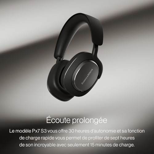 Px7 S3 Casque Supra-Auriculaire sans Fil, Réduction de Bruit Avancée, DSP 24-bit, aptX Lossless, 30 Heures de Lecture, 8 Microphones, Charge Rapide - Noir Anthracite