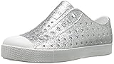 Native Shoes Girls' Jefferson Junior-K Slip-On, Silver Bling Glitter/Shell White, J2 M US Little Kid