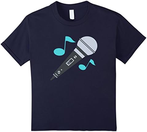 Kids Microphone Emoji T-Shirt Music Singing Karaoke Voice 6 Navy