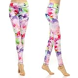 SOUTEAM Womens Yoga Leggings with Pocket Lightweight Fitness Pants, Watercolor White, Medium