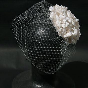 Amazon Tulle Couture シルクシャンタンパールフラワーヘッドドレス アイボリー バードケージベール付 カチューシャ ヘアバンド 通販