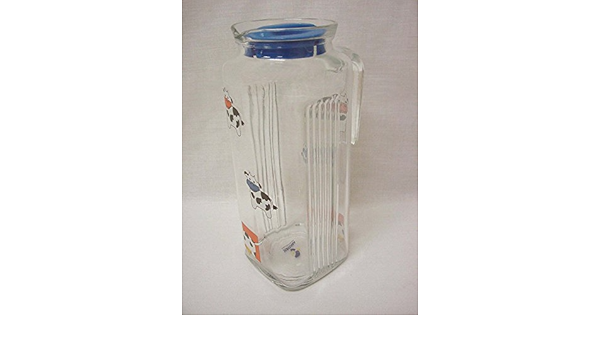 Jarra Zumo Leche Agua Nevera Cristal Estrecha Tapa Azul 1000 ...