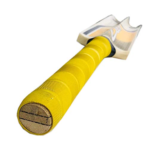 Zeepk Cricket Bat Play Like The Pros Adult Size, Cricket Tennis Ball Bat Handcrafted Kashmir Willow with Durable Comfortable Rubber Grip Short Handle Thick Edge Blade 44mm Light Weight 2lbs (Yellow)