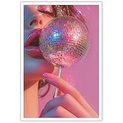 Retro Pink Disco Ball Posters Funky Cool Y2k