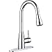 pH7 F04 1-hole or 3-holes Plastic Pull-down Kitchen Sink Faucet with Deck Plate; 1- handle Kitchen Faucet; Excellent Finish, Nylon Hose, and Docking System, Chorme