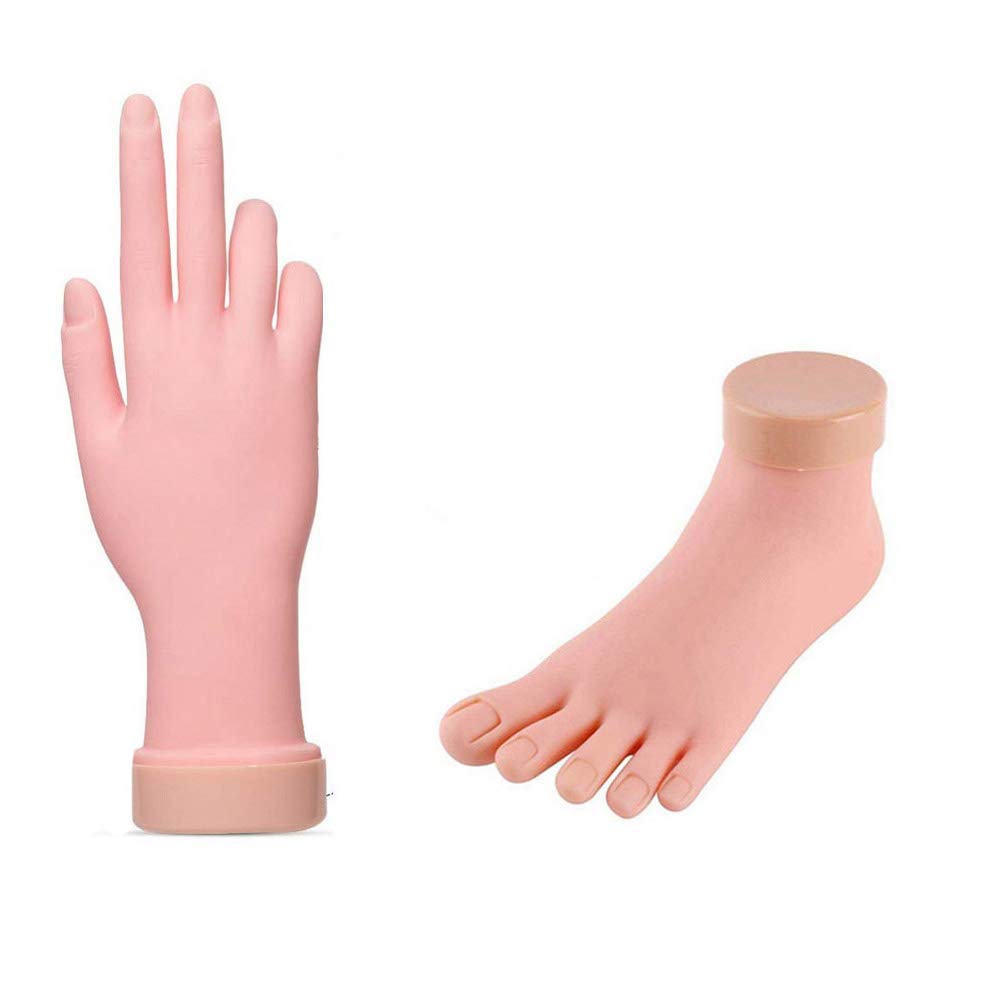 Buqikma Nail Trainer Practice Hand Flexible Movable and Foot False Model Foot Nail Art Acrylic Manicure Tool For Nail Art Training Beginners (left foot + right hand) : Beauty