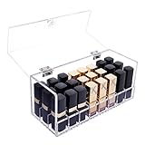 Langforth Premium Acrylic Lipstick Organizer Dustproof 5mm Thick Lipgloss Holder Case Makeup Storage Beauty Container 24 Space Handmade Box With Lid