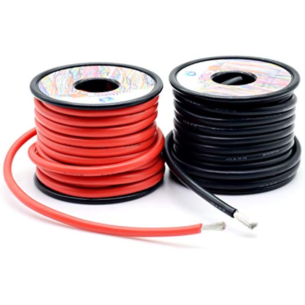 10 Awg 5.2mm Silicone Electrical Wire Cables 50 Feet 25ft Black Red